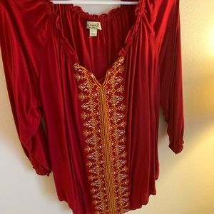 Red long sleeve blouse